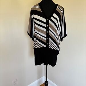 Frank Lyman Design Vintage Striped Black, White & Brown Top